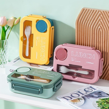 Heating Multi-Compartment Lunch Box With Fork Spoon